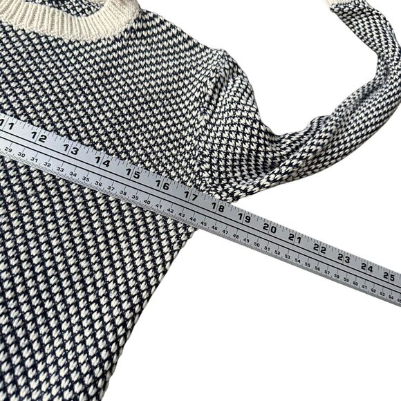 Theory Sweater Womens P Small Petites Cream Black Cotton Knit Crew Neck Pullover - Picture 8 of 10